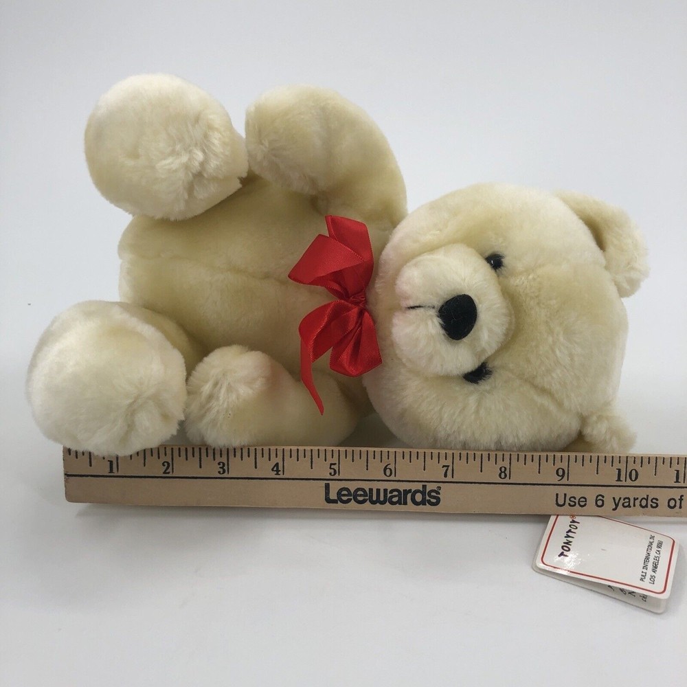 Tonytoy Puli Teddy Bear Plush Stuffed Animal Light Yellow Cream Red Bow 10" TAG - Picture 12 of 12